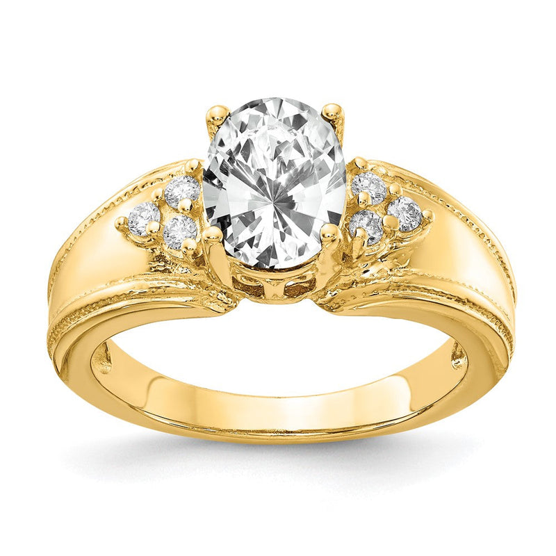 14K Gelbgold 8x6mm Oval Zirkonia Vs Diamant Ring