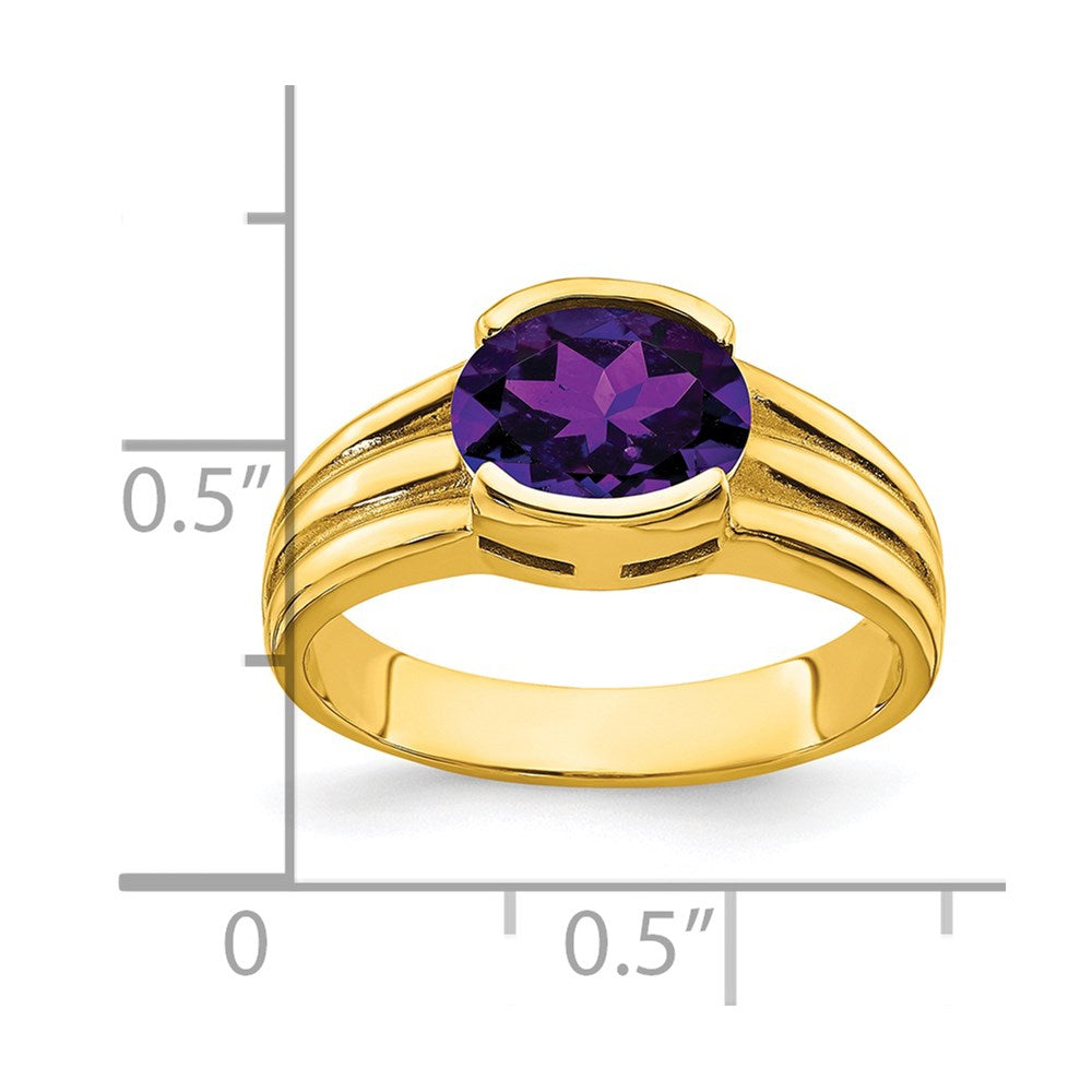 14K Gelbgold Ring mit ovalem Amethyst, 8x6 mm
