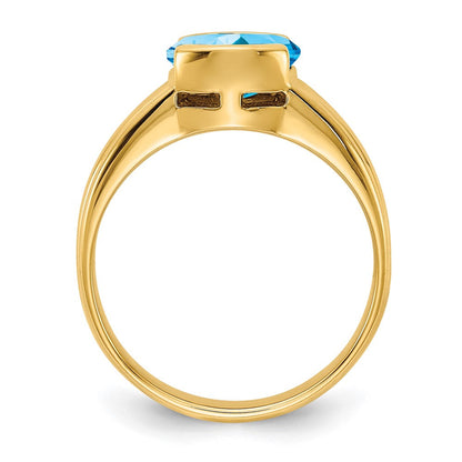 14K Gelbgold Ring mit ovalem 8x6mm Blautopas
