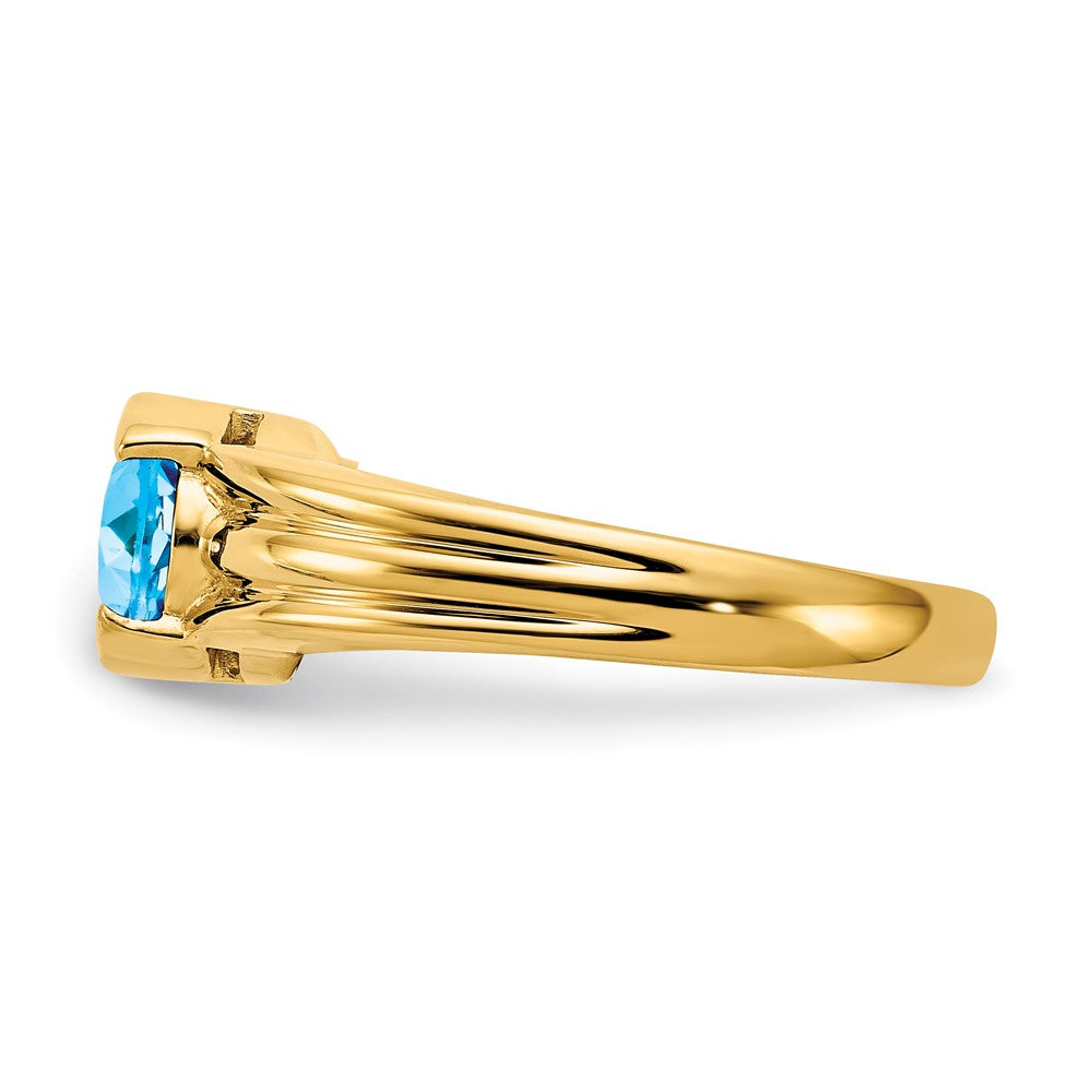 14K Gelbgold Ring mit ovalem 8x6mm Blautopas