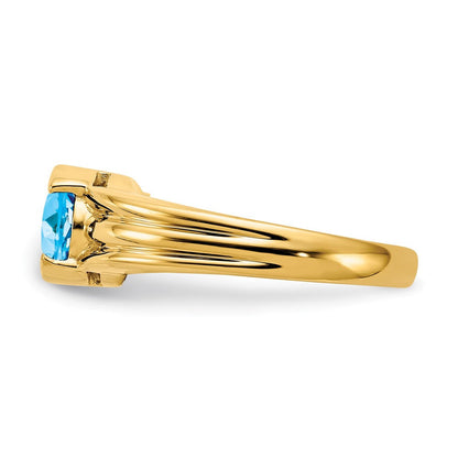 14K Gelbgold Ring mit ovalem 8x6mm Blautopas