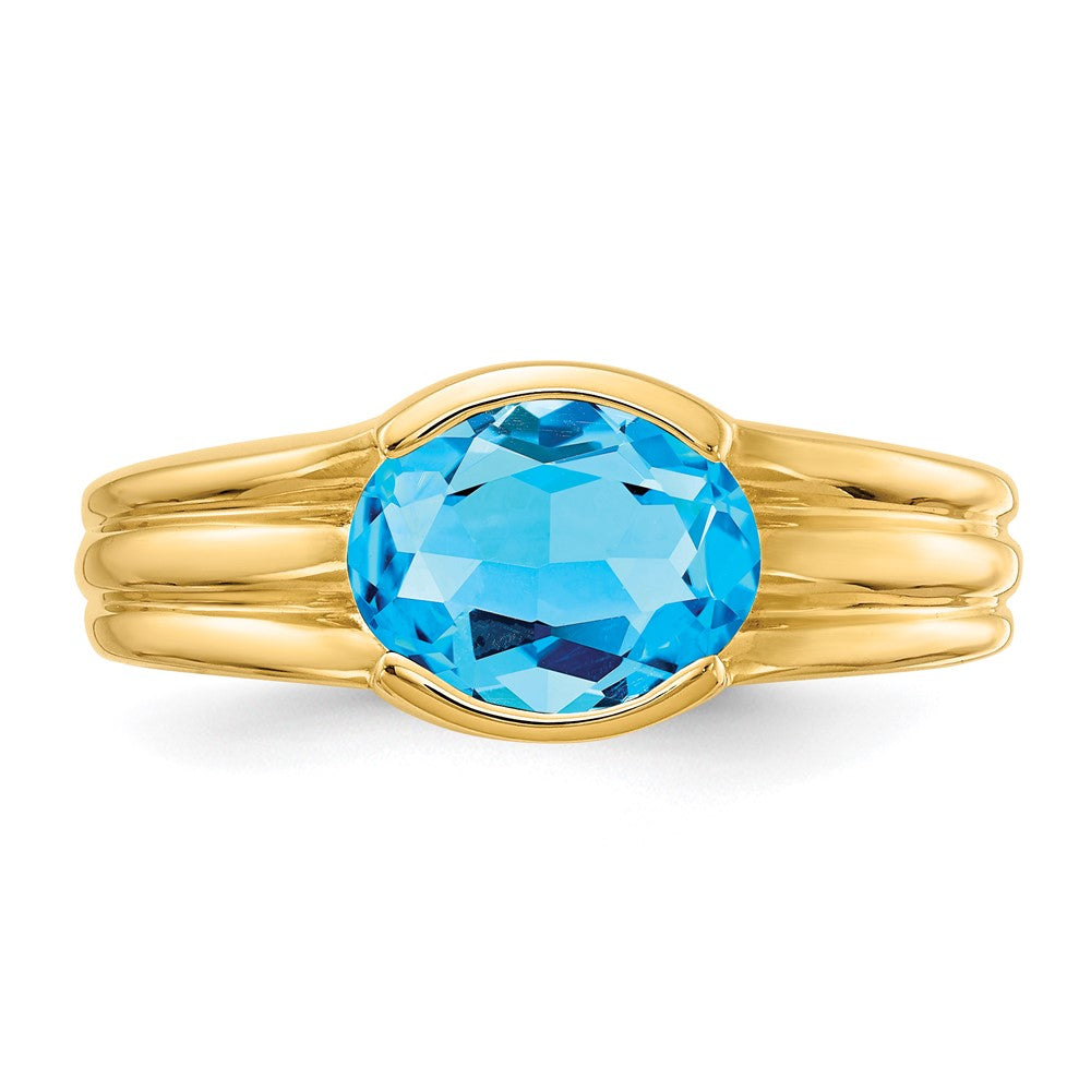 14K Gelbgold Ring mit ovalem 8x6mm Blautopas