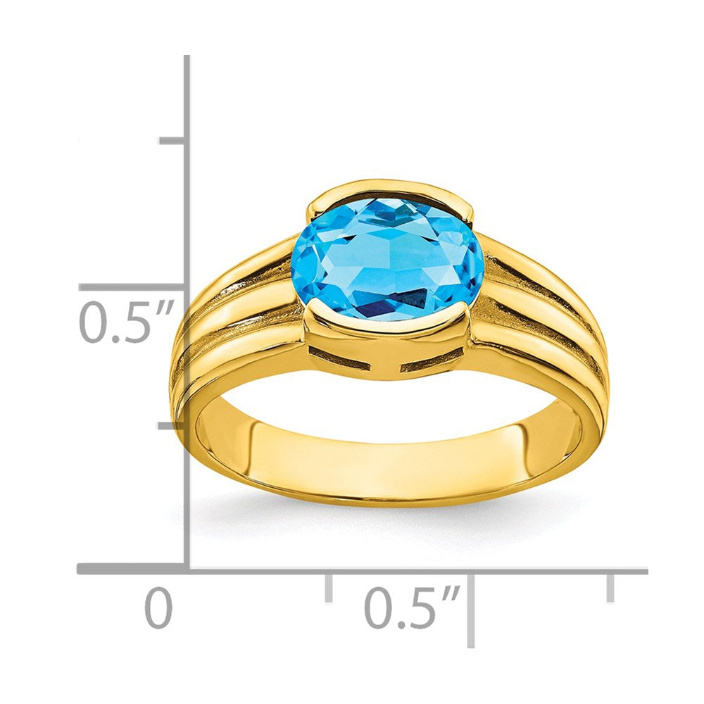 14K Gelbgold Ring mit ovalem 8x6mm Blautopas
