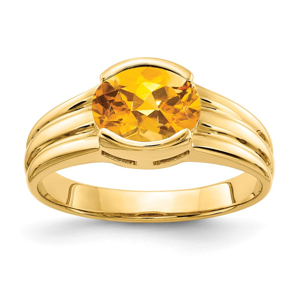 14K Gelbgold Ring mit ovalem Citrin, 8x6mm