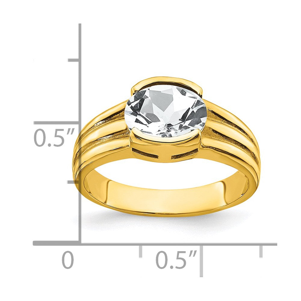14K Gelbgold Ring mit ovalem Zirkonia, 8 x 6 mm