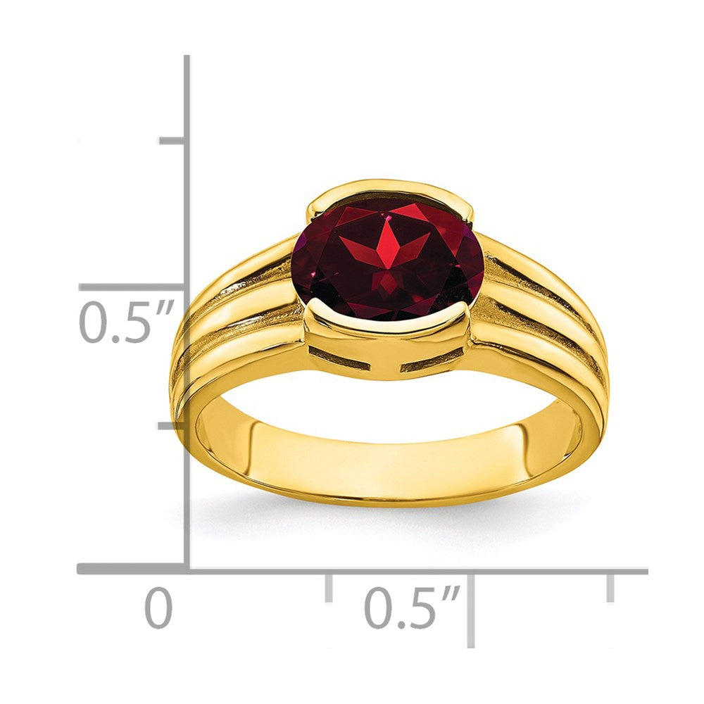 14K Gelbgold Ring mit ovalem Granat, 8x6 mm
