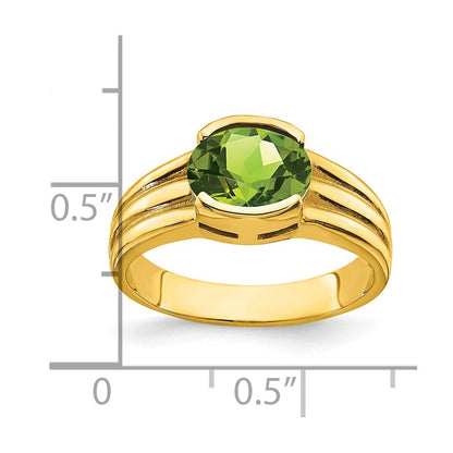 14K Gelbgold Ring mit ovalem Peridot 8x6mm