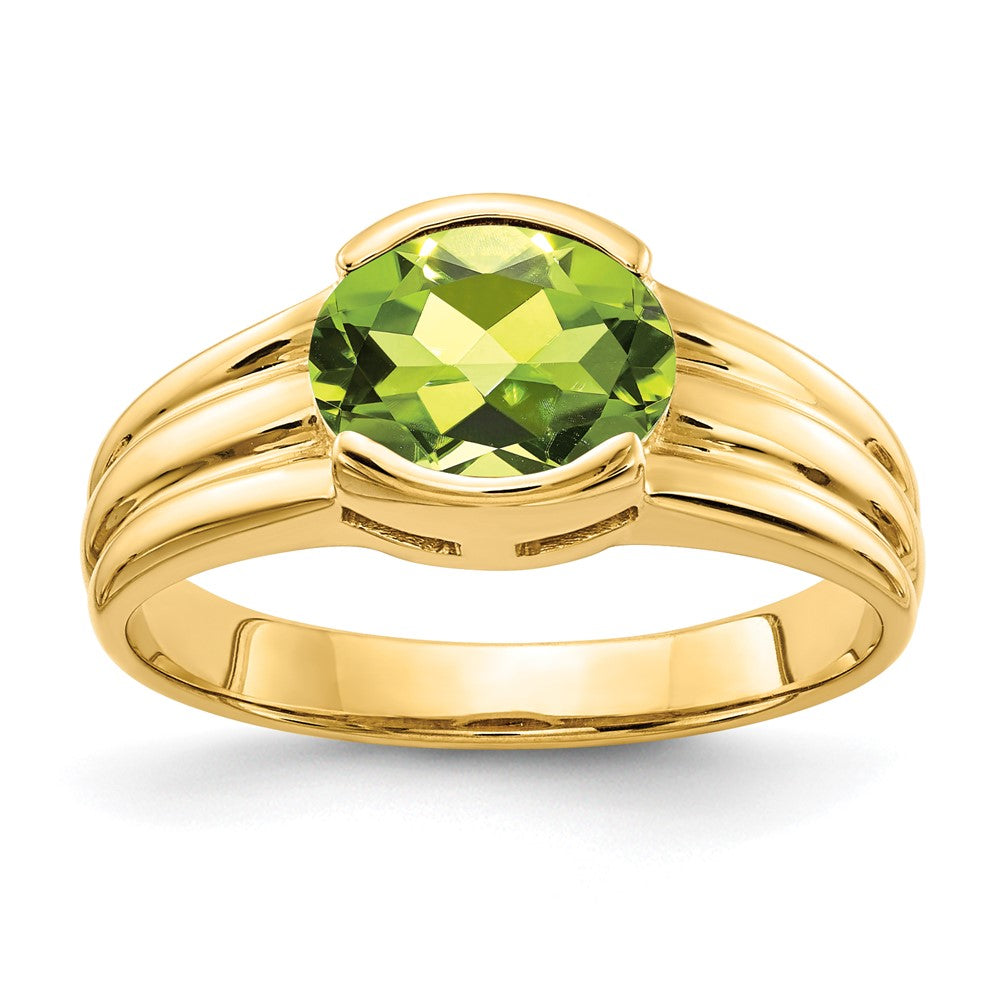 14K Gelbgold Ring mit ovalem Peridot 8x6mm