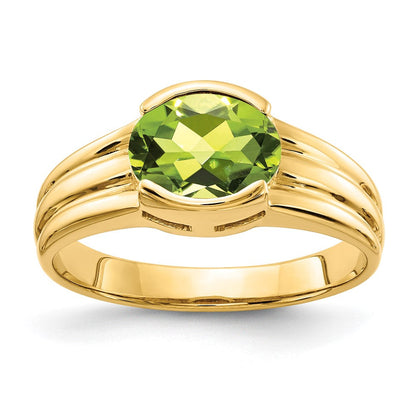 14K Gelbgold Ring mit ovalem Peridot 8x6mm