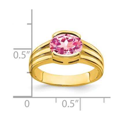 14K Gelbgold Ring mit ovalem rosa Turmalin, 8x6mm