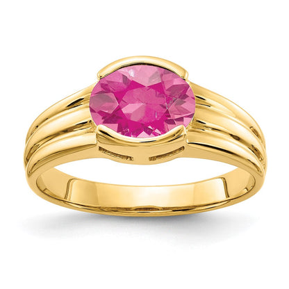 14K Gelbgold Ring mit ovalem rosa Turmalin, 8x6mm