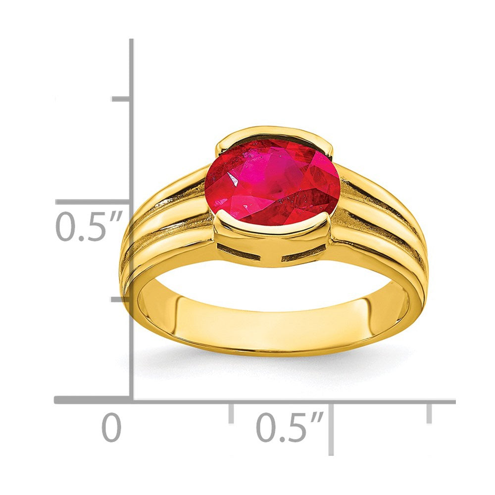 14K Gelbgold Ring mit ovalem Rubin, 8x6 mm