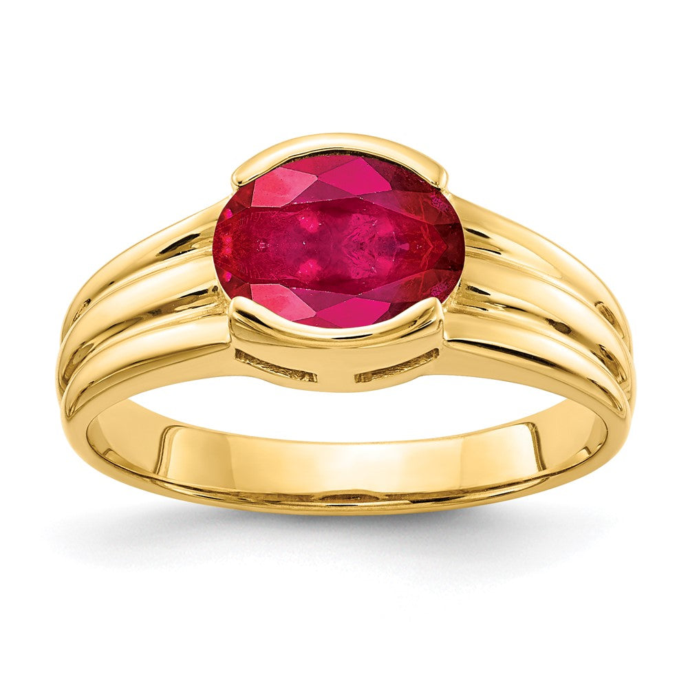14K Gelbgold Ring mit ovalem Rubin, 8x6 mm
