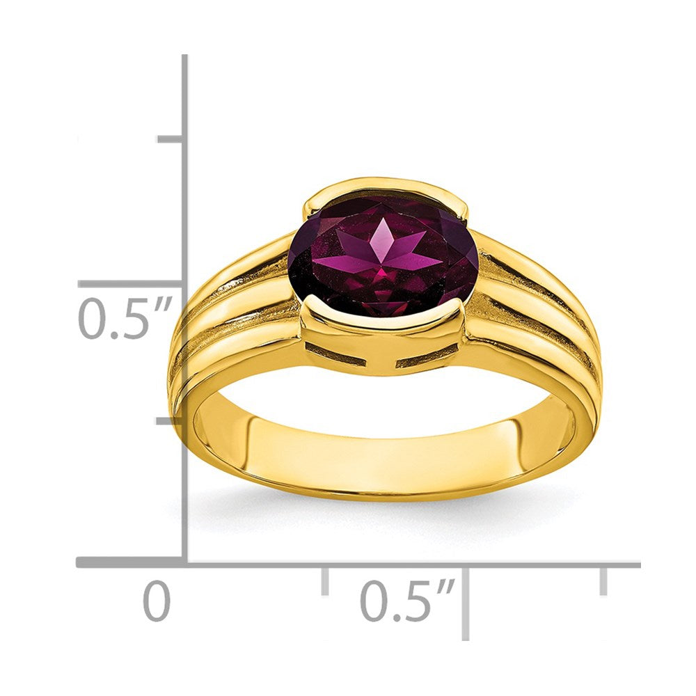 14K Gelbgold Ring mit ovalem Rhodolith-Granat, 8x6mm