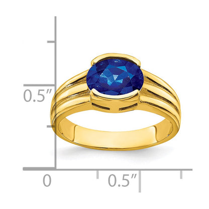 14K Gelbgold Ring mit ovalem Saphir, 8x6mm