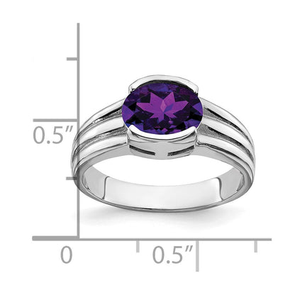 14K Weißgold Ring mit ovalem Amethyst 8x6mm