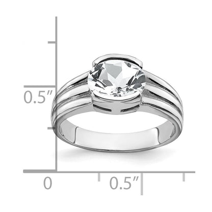 14K Weißgold Ring mit ovalem Zirkonia 8x6 mm