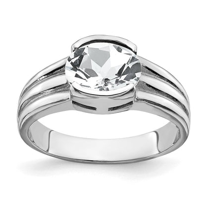 14K Weißgold Ring mit ovalem Zirkonia 8x6 mm