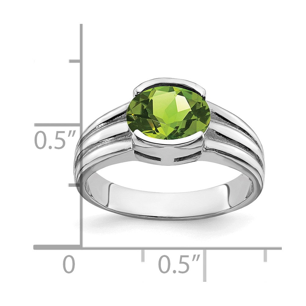 14K Weißgold Ring mit ovalem Peridot 8x6mm
