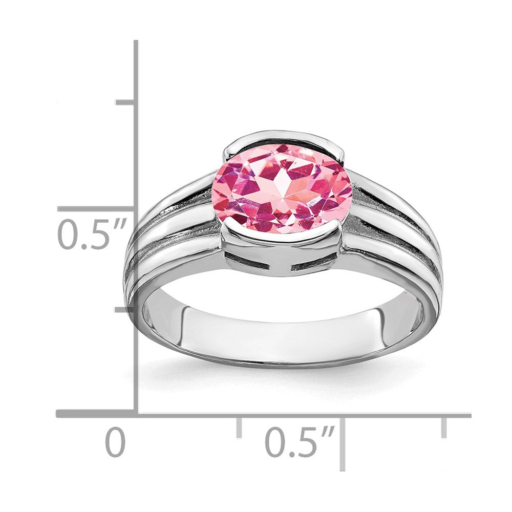 14K Weißgold Ring mit ovalem Rosa Turmalin, 8x6 mm
