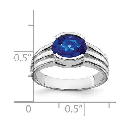 14K Weißgold Ring mit ovalem Saphir 8x6 mm