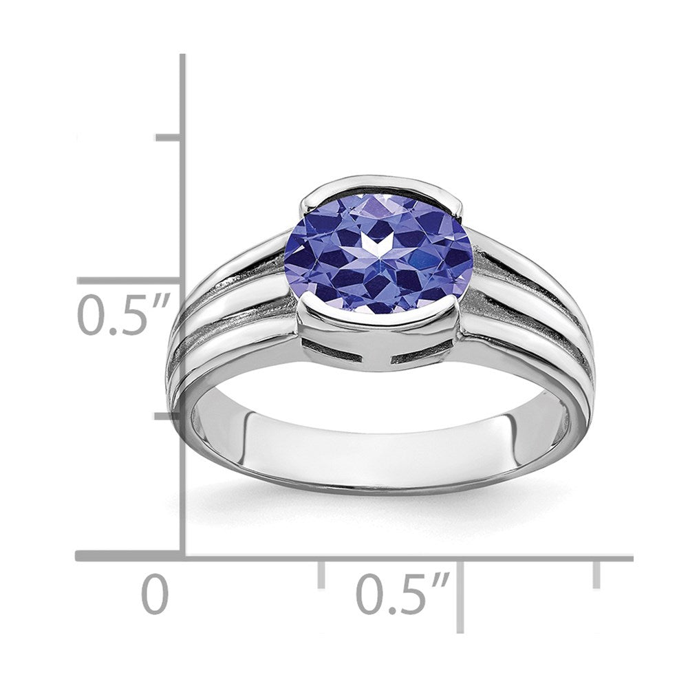 14K Weißgold Ring mit ovalem Tansanit 8x6mm