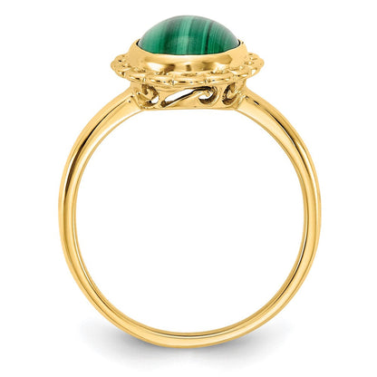 14K Gelbgold Ring mit Malachit-Cabochon
