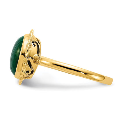 14K Gelbgold Ring mit Malachit-Cabochon