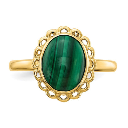 14K Gelbgold Ring mit Malachit-Cabochon
