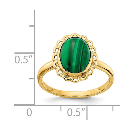 14K Gelbgold Ring mit Malachit-Cabochon
