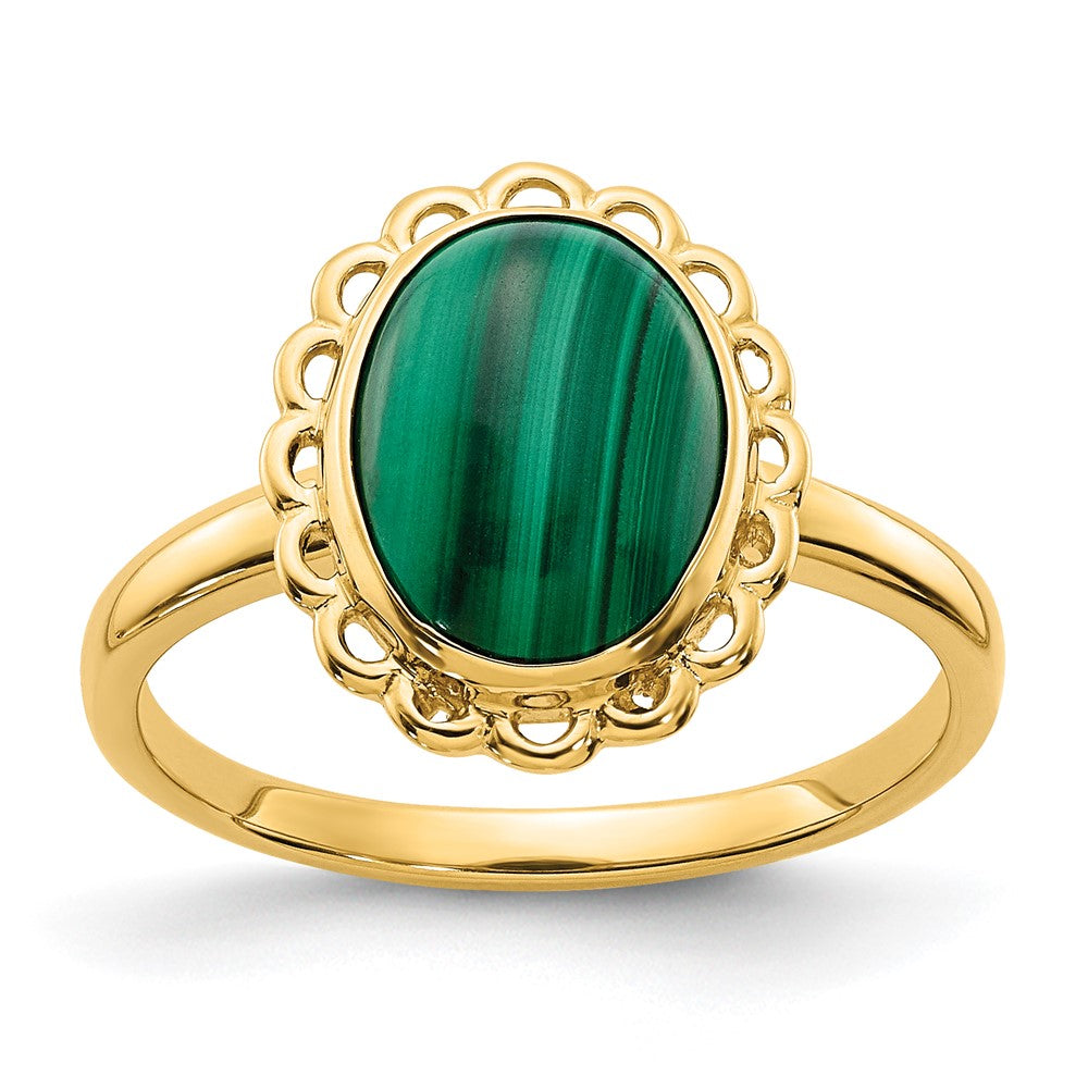 14K Gelbgold Ring mit Malachit-Cabochon