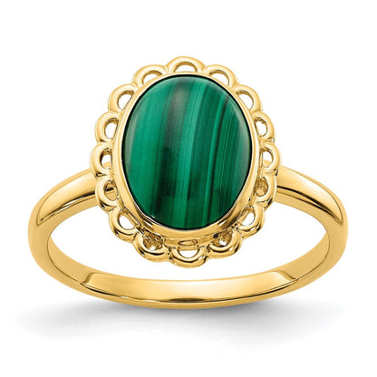 14K Gelbgold Ring mit Malachit-Cabochon