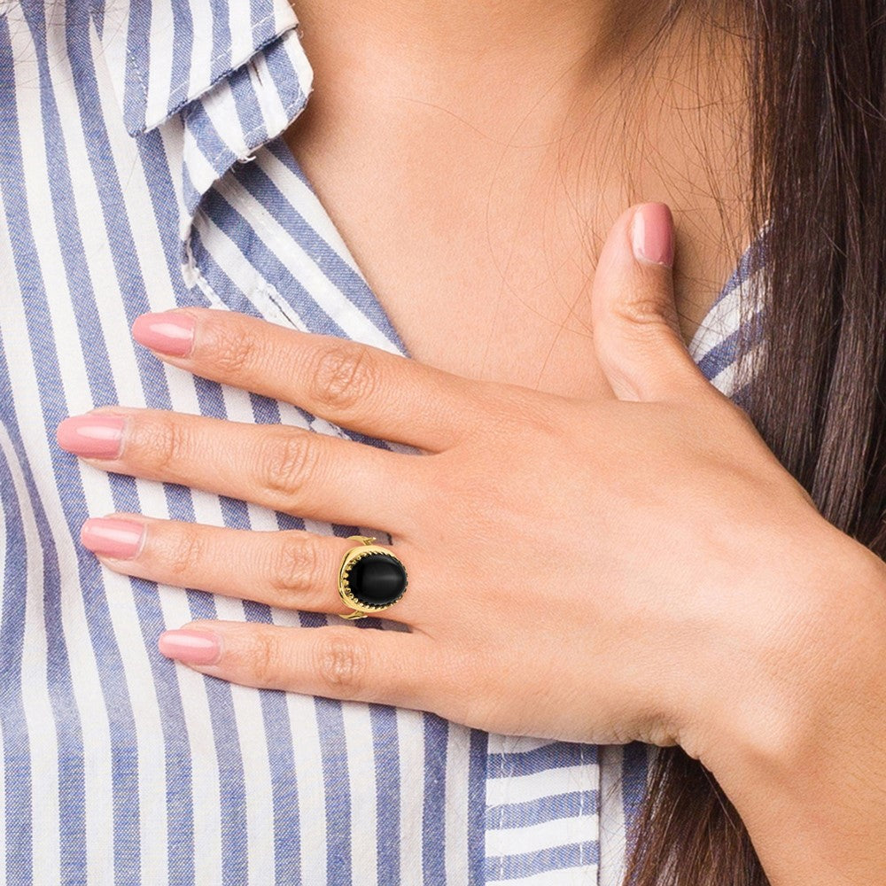 Ring aus 14K Gelbgold mit Onyx
