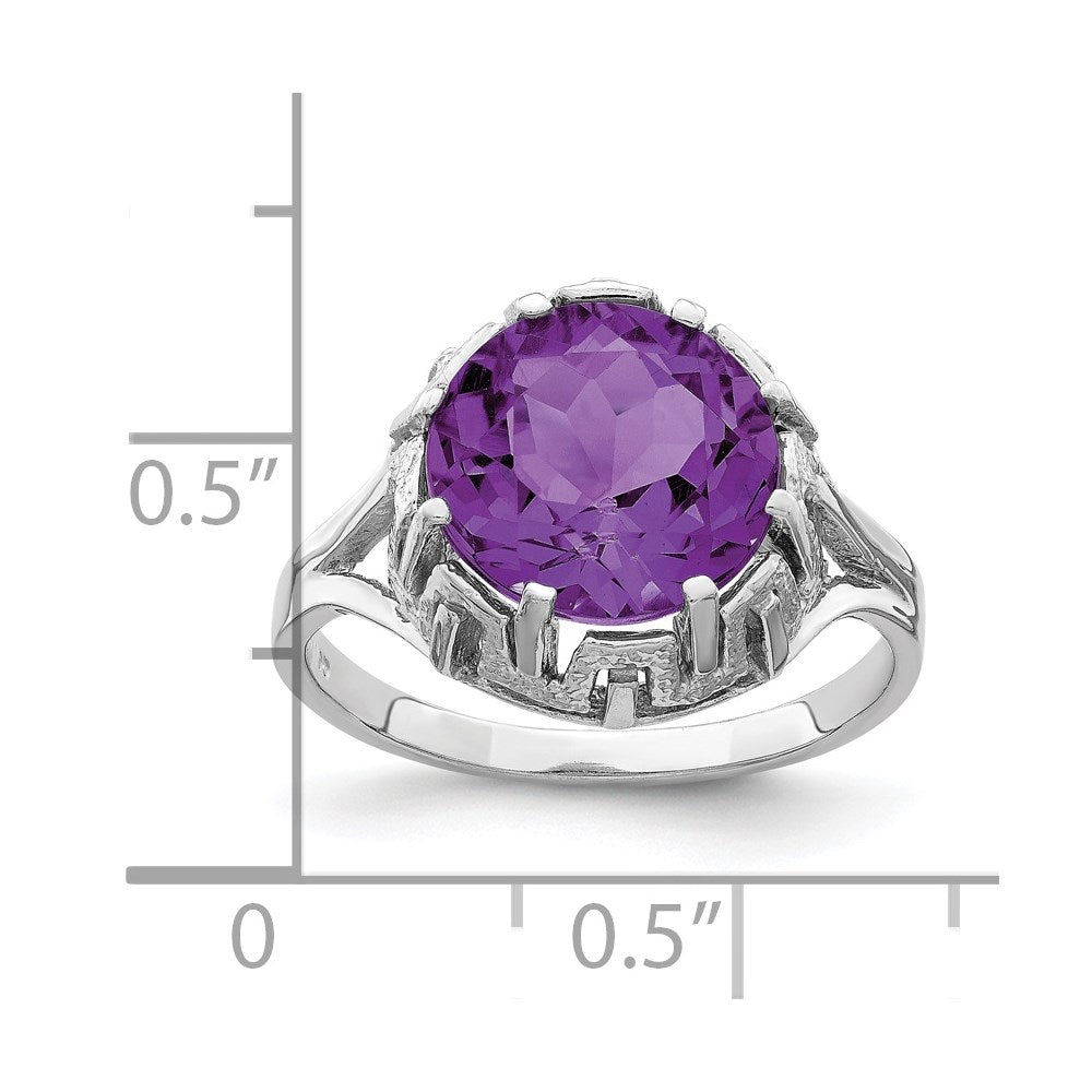 14K Weißgold Ring mit Amethyst, 10 mm