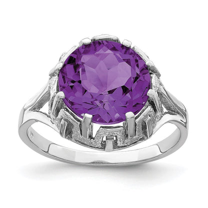 14K Weißgold Ring mit Amethyst, 10 mm