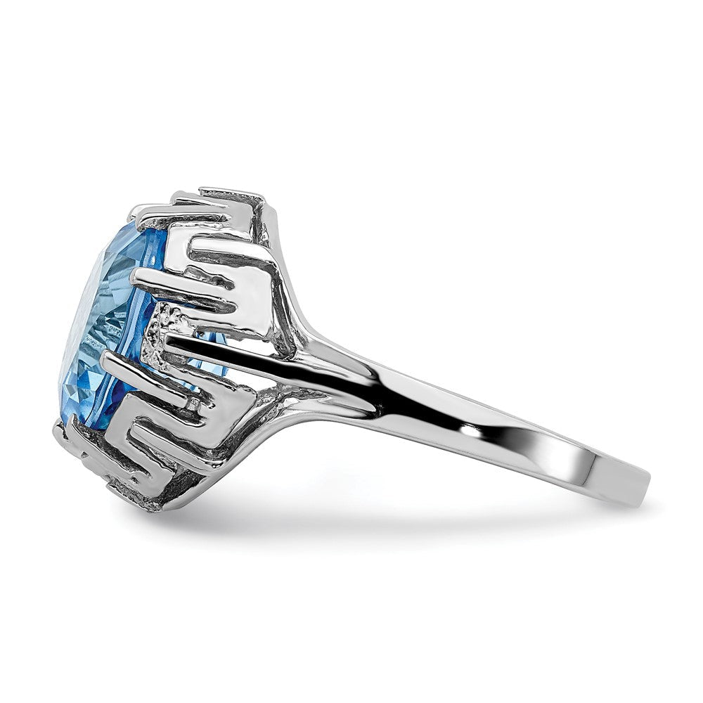 14K Weißgold Ring, 10 mm, mit Blautopas