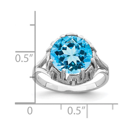 14K Weißgold Ring, 10 mm, mit Blautopas
