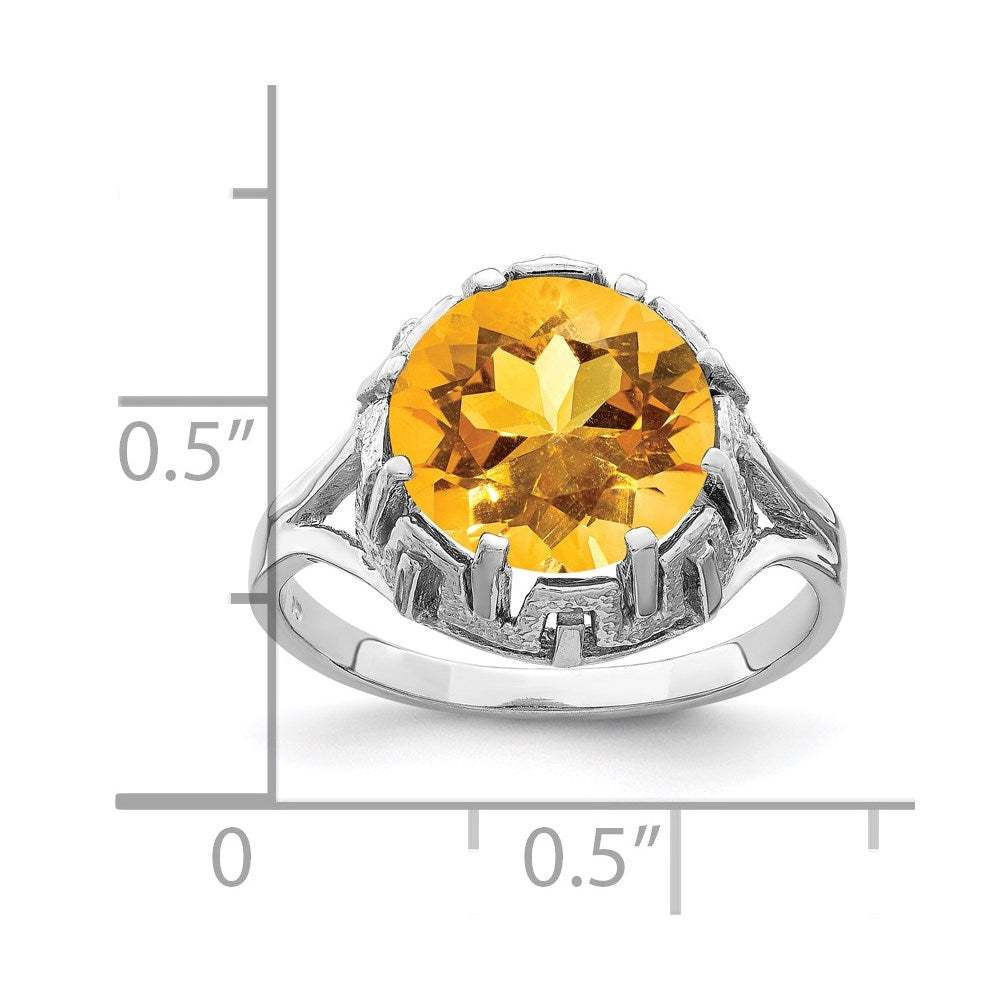 14K Weißgold Ring mit Citrin, 10 mm