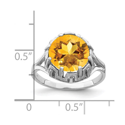 14K Weißgold Ring mit Citrin, 10 mm