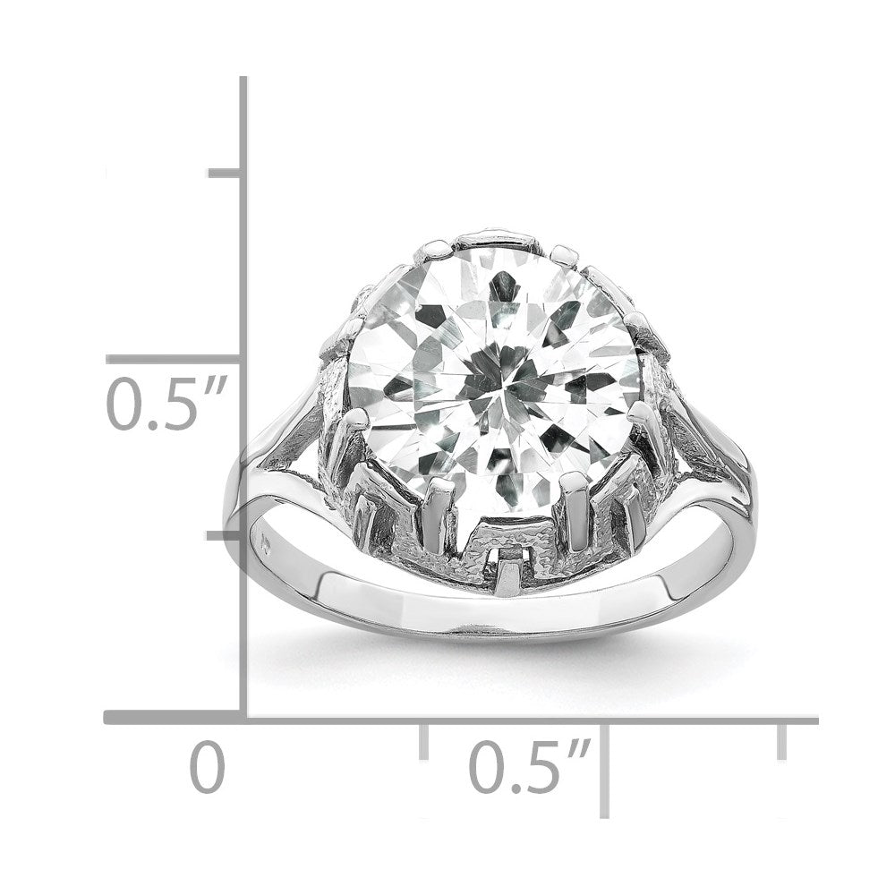 14K Weißgold Ring mit Zirkonia, 10 mm