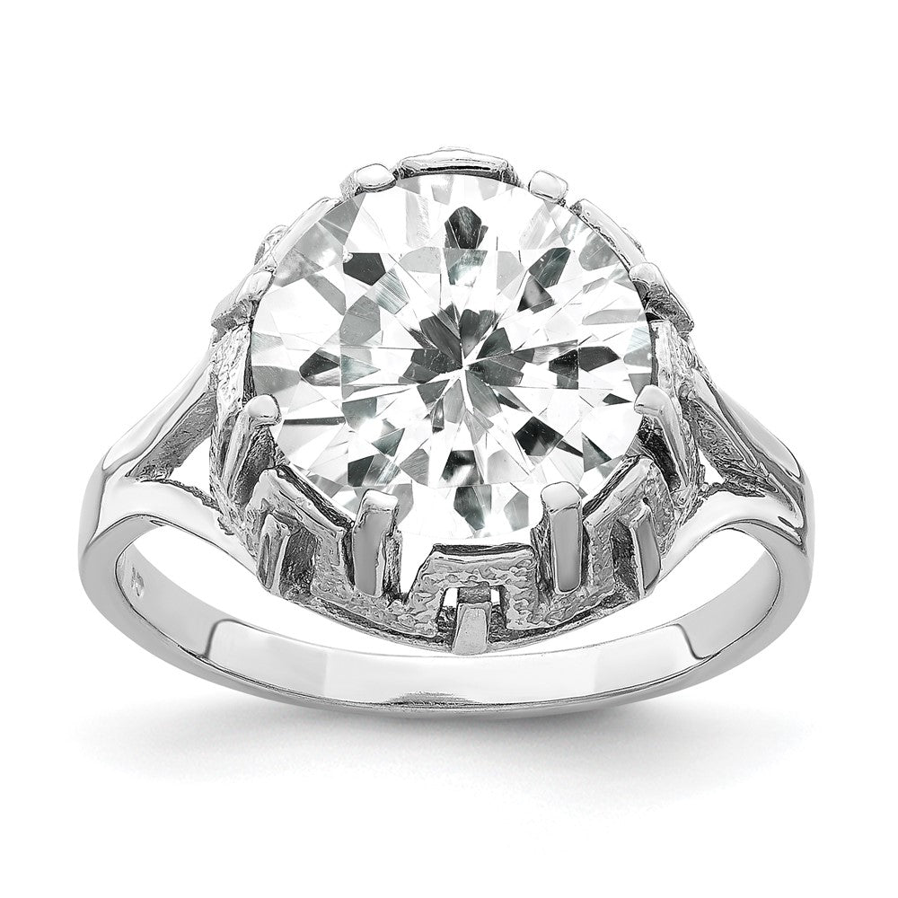 14K Weißgold Ring mit Zirkonia, 10 mm