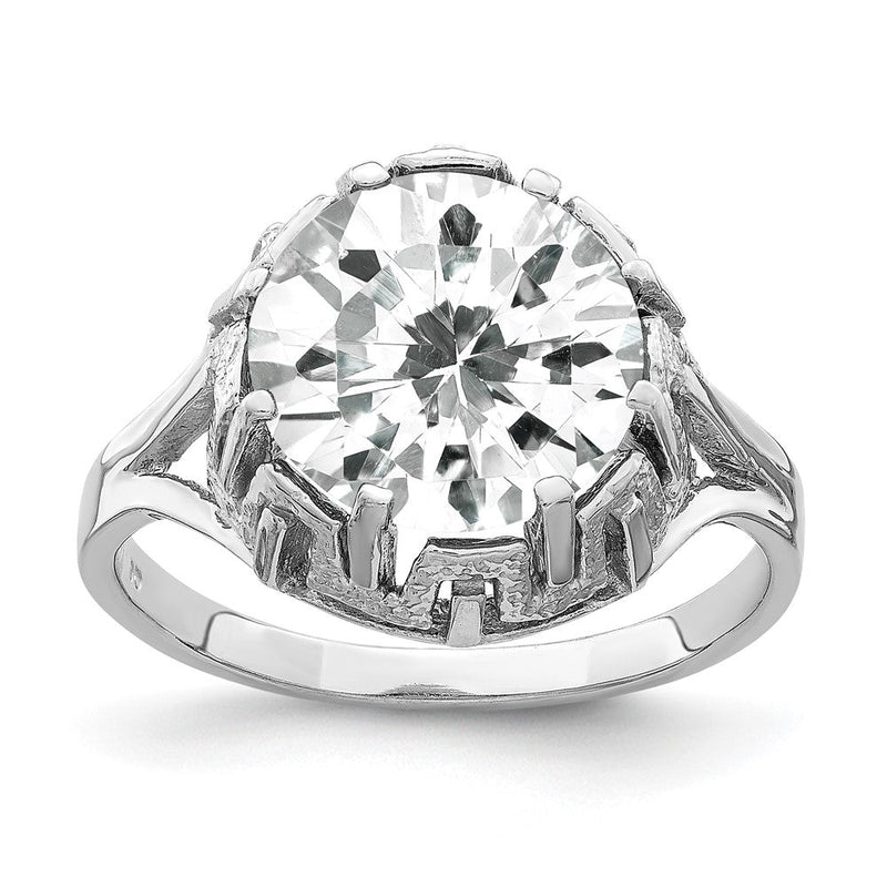 14K Weißgold Ring mit Zirkonia, 10 mm