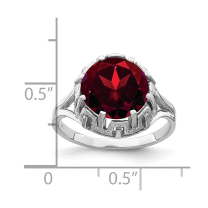 14K Weißgold Ring mit Granat, 10 mm