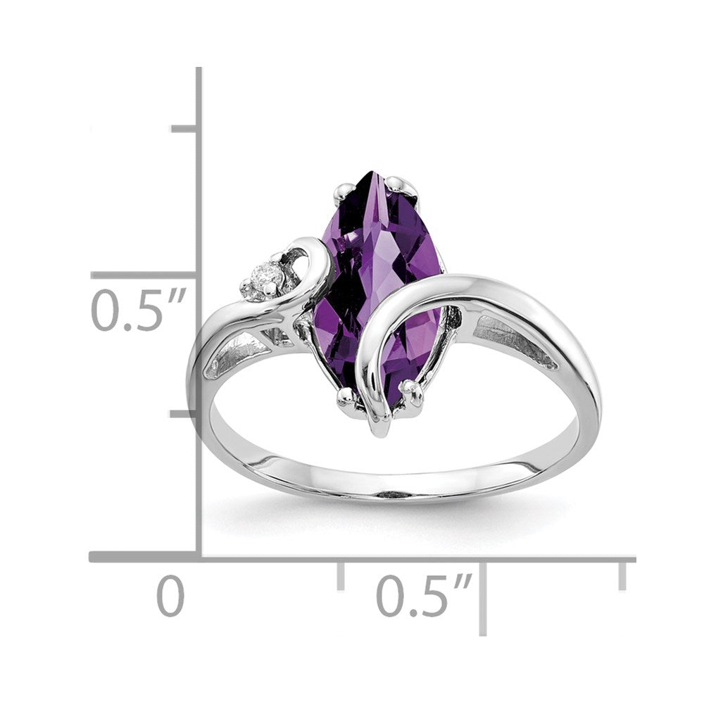 14K Weißgold 12x6mm Marquise Amethyst Aa Diamant Ring