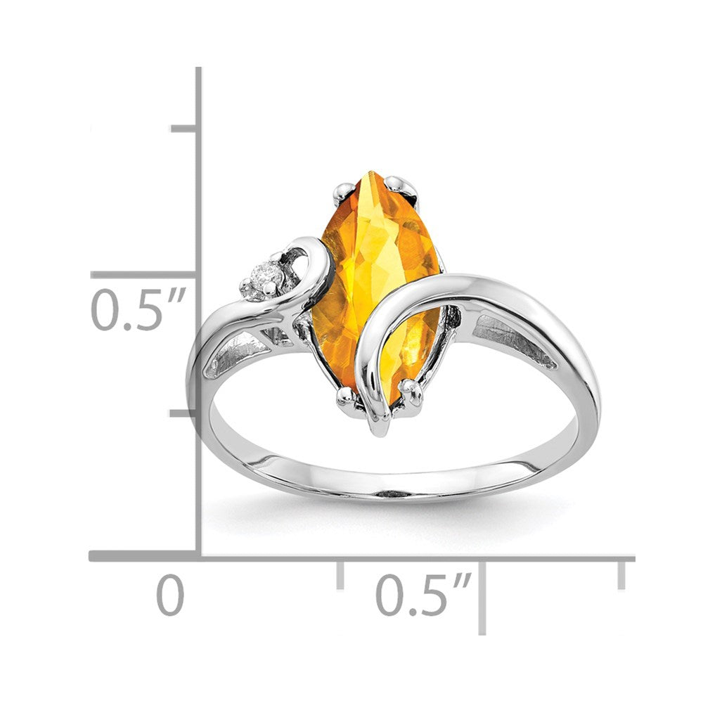 14K Weißgold 12x6mm Marquise Citrin Aa Diamant Ring