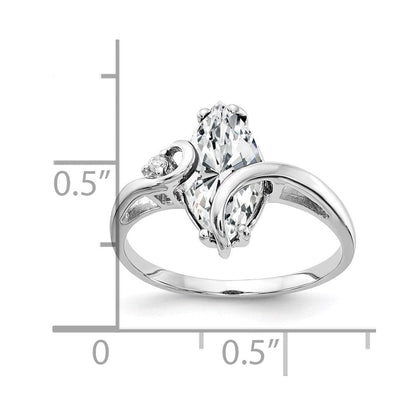 14K Weißgold 12x6mm Marquise Zirkonia A Echt Diamant Ring