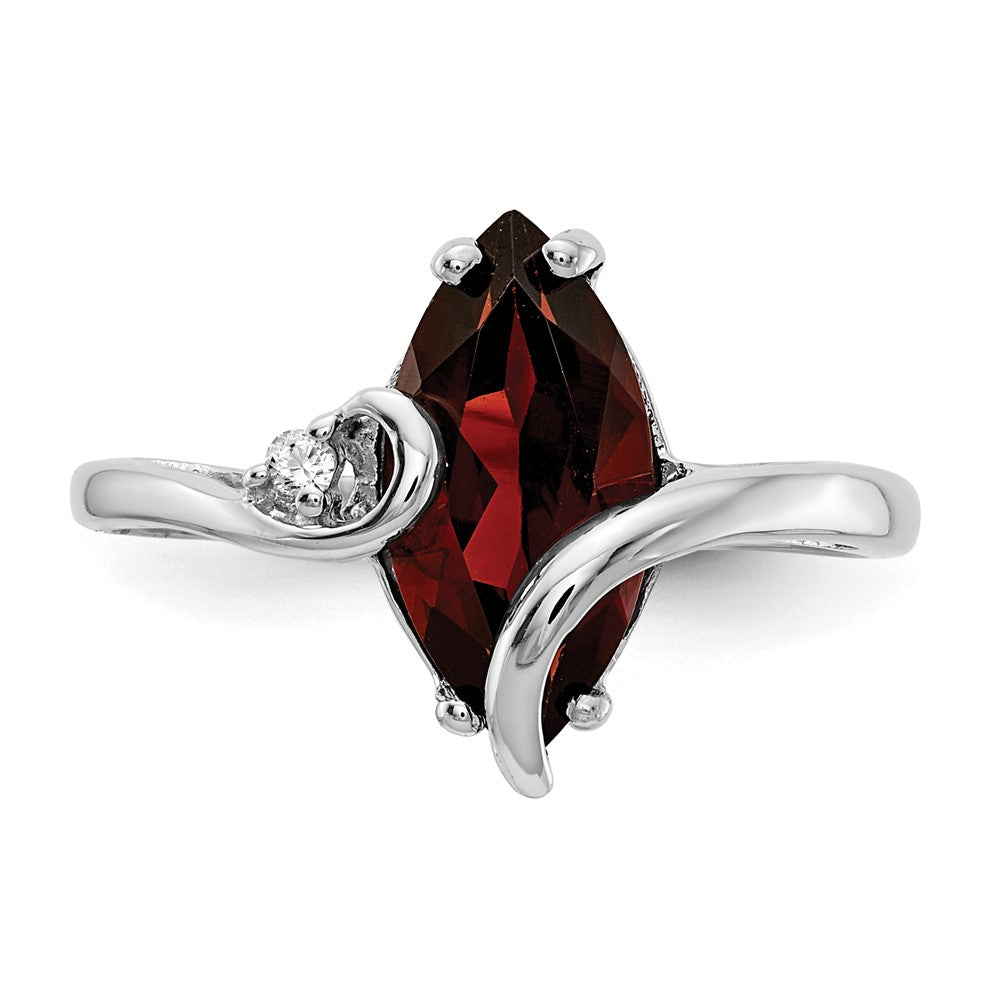 14K Weißgold 12x6mm Marquise Granat A Echt Diamant Ring