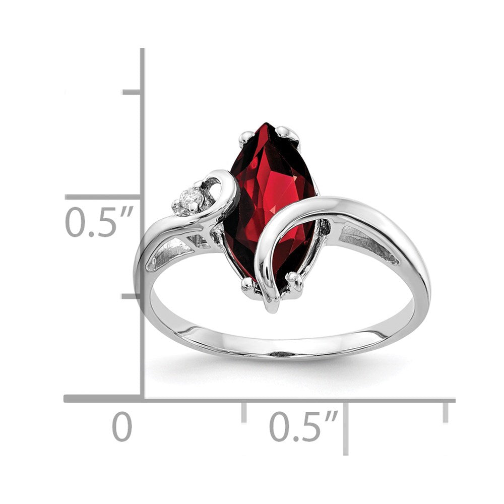 14K Weißgold 12x6mm Marquise Granat A Echt Diamant Ring