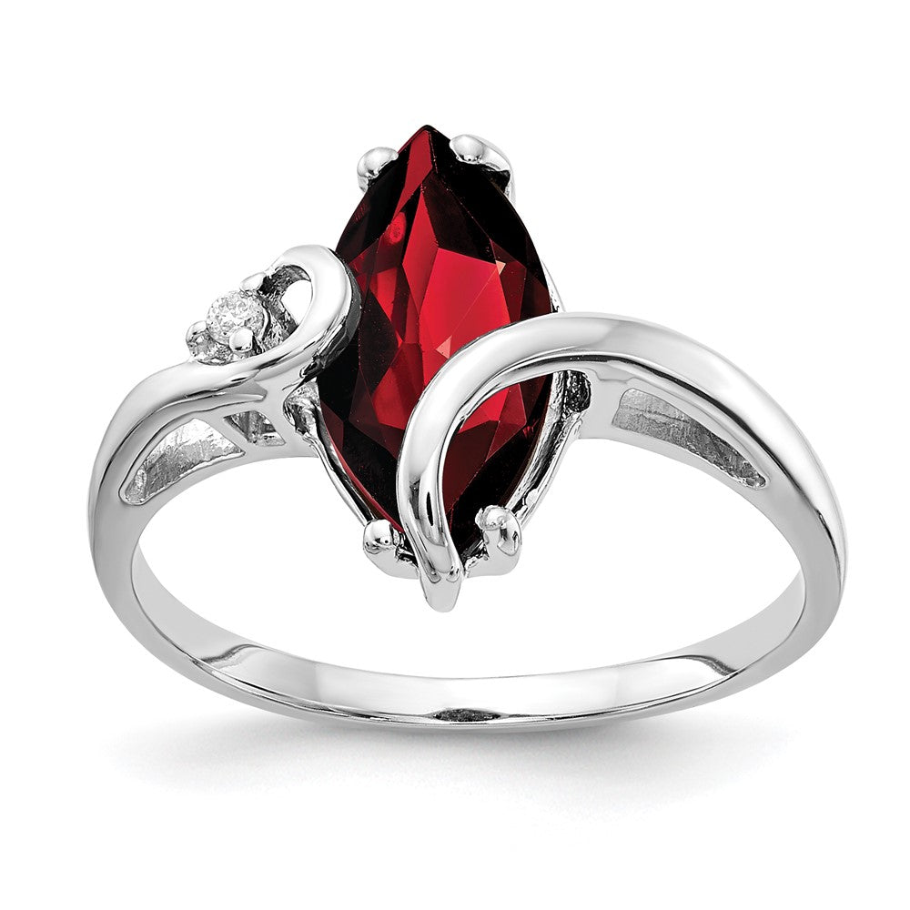 14K Weißgold 12x6mm Marquise Granat A Echt Diamant Ring