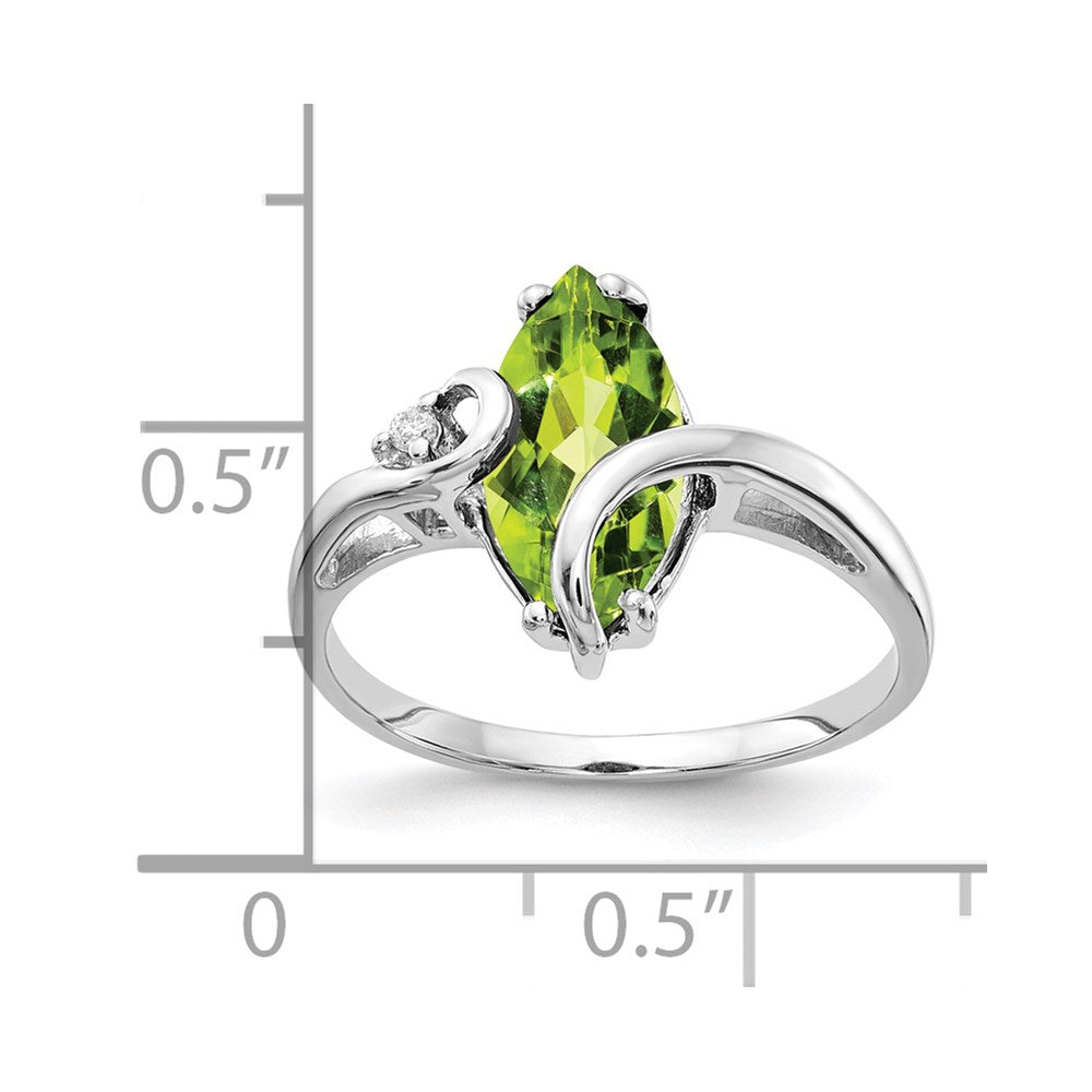 14K Weißgold 12x6mm Marquise Peridot A Echt Diamant Ring